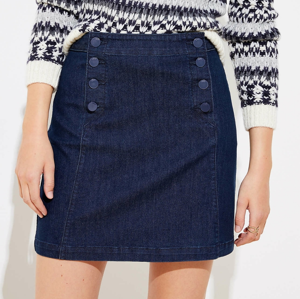 LOFT denim nautical sailor Mini skirt, 29", blue